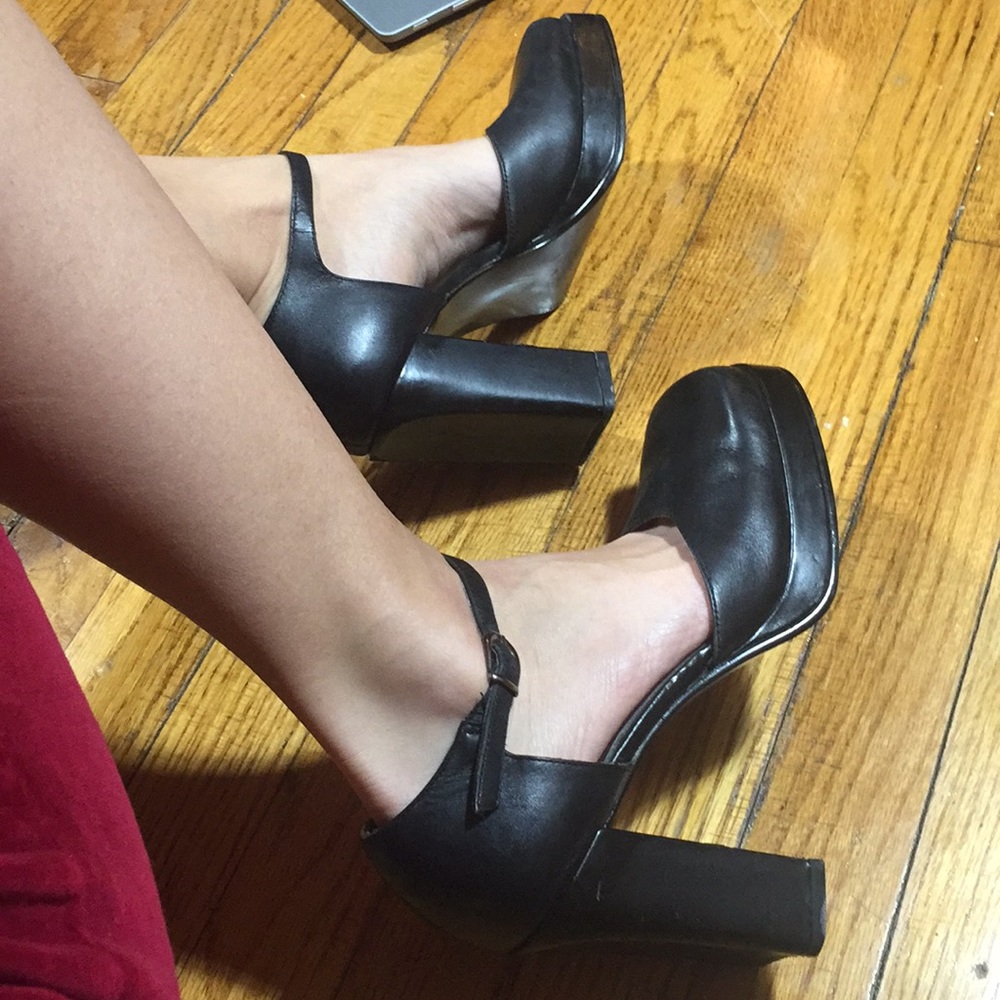 Maripé Vintage black platform stacked heels - Picture 2 of 7